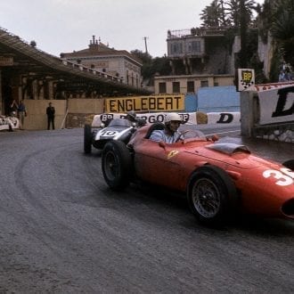 1960 Monaco Grand Prix Phil Hill leads Jack Brabham