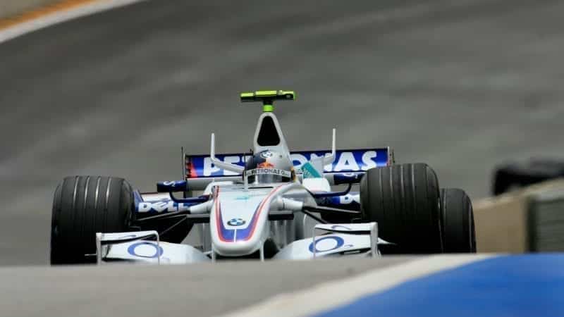 Sebastian Vettel in a BMW F1 car in practice for the 2006 Brazilian Grand Prix