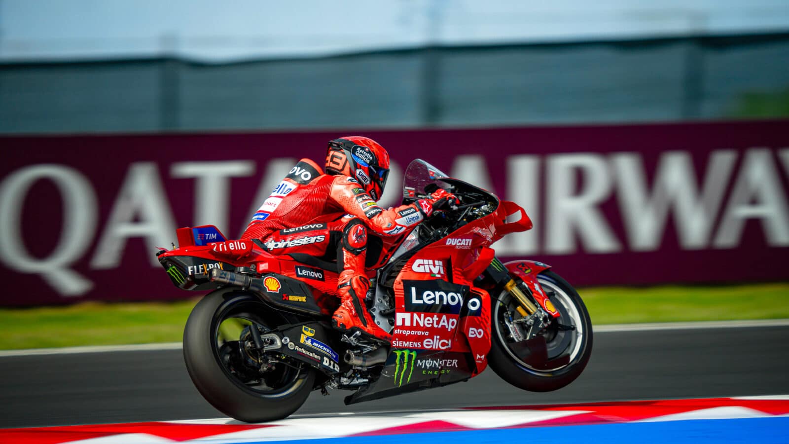 Marc Marquez does a wheelie on Ducati in 2025 MotoGP San Marino Grand Prix