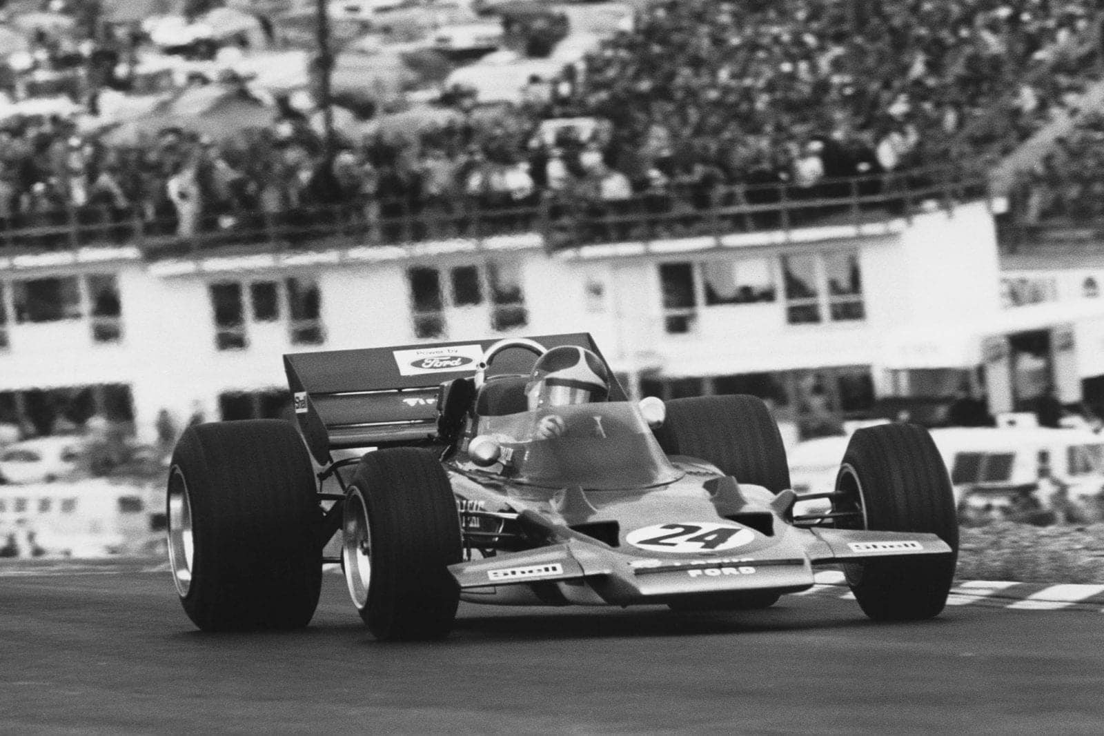 Emerson Fittipaldi driving for Lotus at the 1970 United States Grand Prix