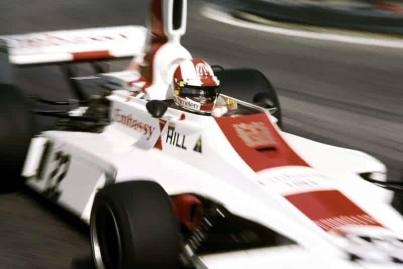 Rolf Stommelen (Embassy) at the 1975 Spanish Grand Prix, Montjuïc Park.