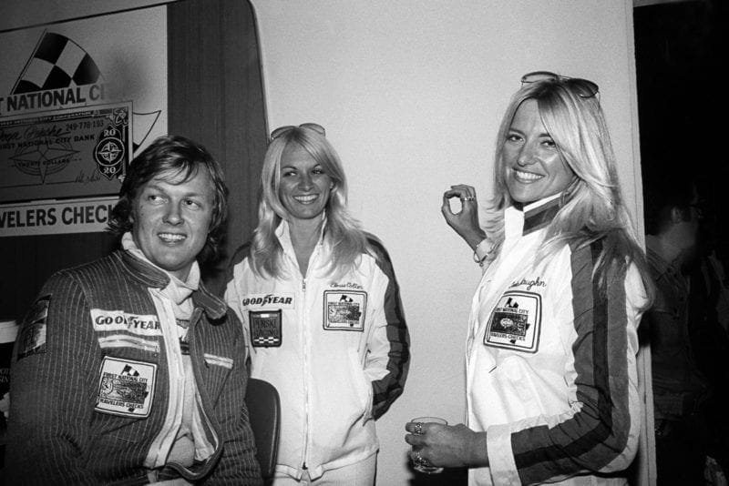 Ronnie Peterson (March) celebrates his win at the 1976 Italian Grand Prix, Monza.
