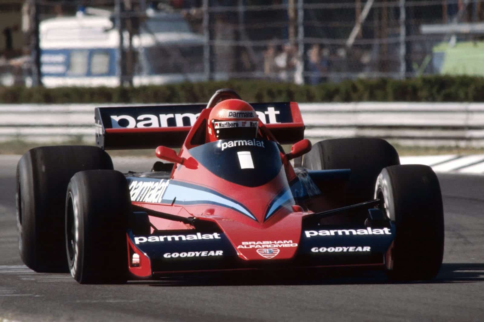 Niki Lauda (Brabham) driving at the 1978 Italian Grand Prix, Monza.