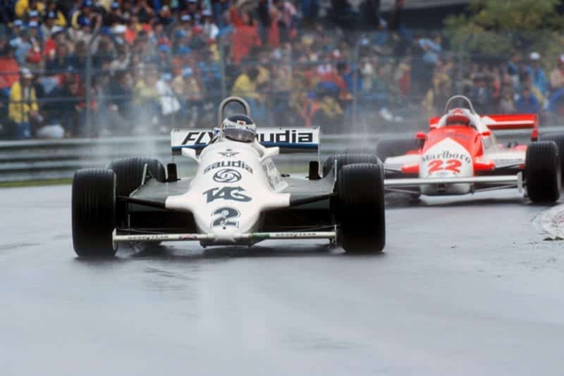 Despite starting second on the grid, Carlos Reutemann (Williams FW07C) finished 10th and three laps down.