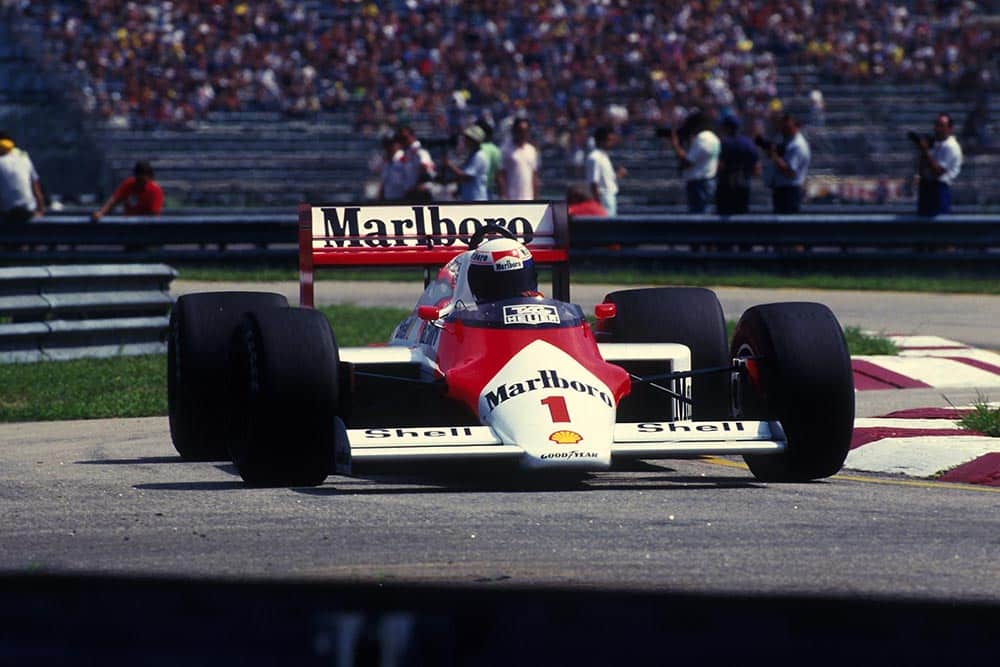 Winner Alain Prost in his McLaren MP4/3.