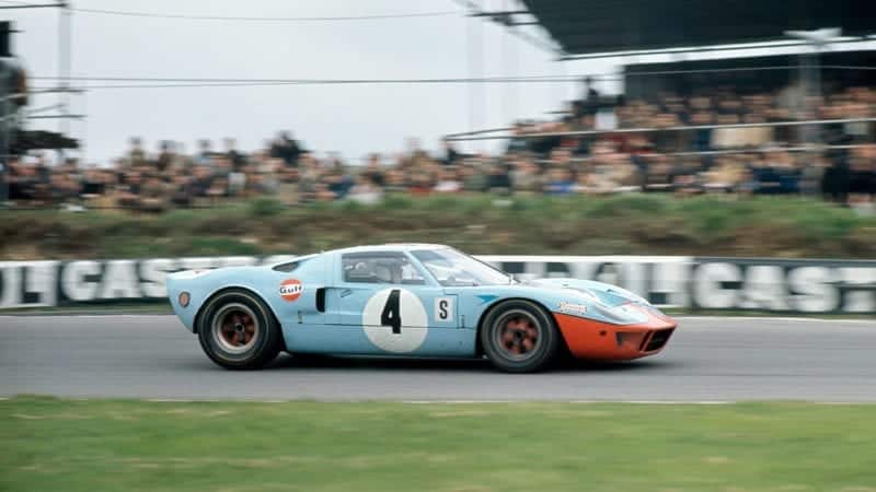 Brian Redman of Great Britain and Jacky Ickx of Belgium driving the Ford GT40 during the The Brands Hatch Six Hours, BOAC International 500 World Championship Sports Car Race at the Brands Hatch Circuit in Longfield, England on 7th April, 1968. (Photo by Ed Lacey/Popperfoto via Getty Images/Getty Images)