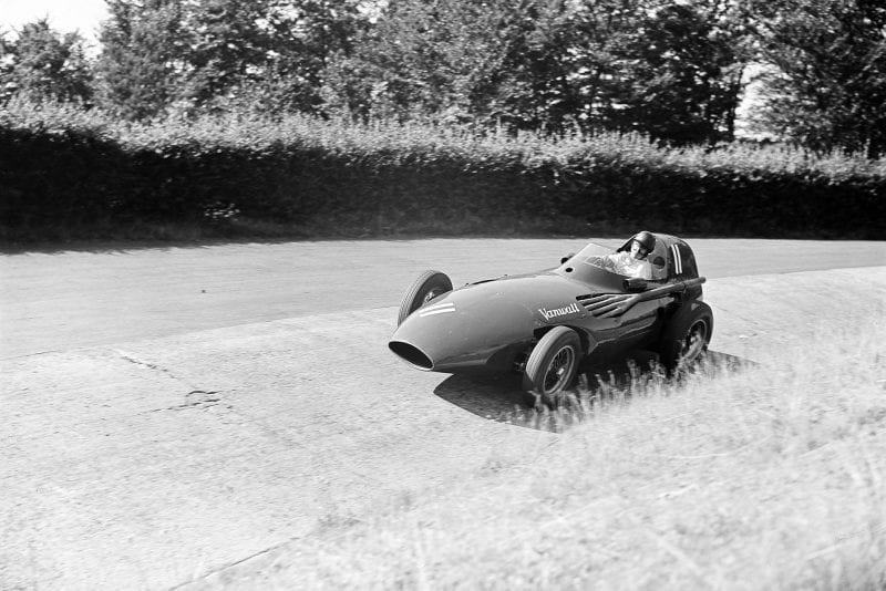 Tony Brooks takes on the carousel in his Vanwall, 1957 German Grand Prix, Nurburgring.Vanwall