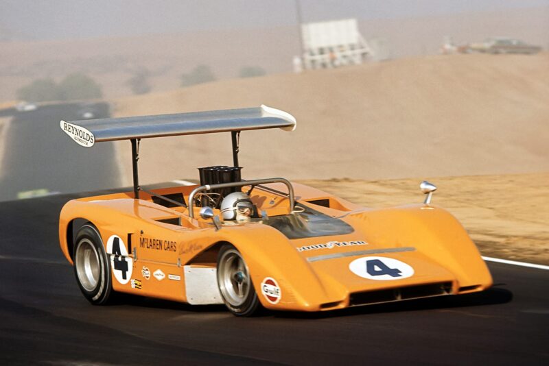 Bruce McLaren in the McLaren M8B in the 1969 Can-Am Los Angeles