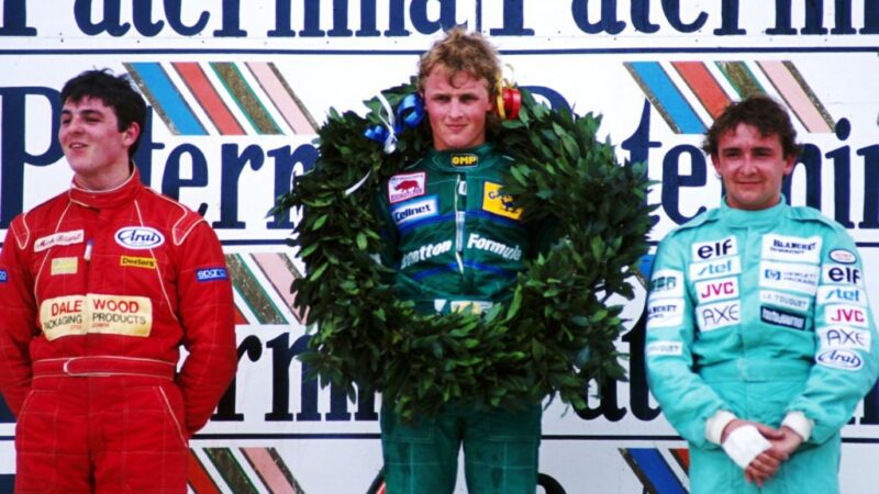 Mark Blundell, Johnny Herbert amd Michel Trolle. International Formula 3000 Championship at Jerez.