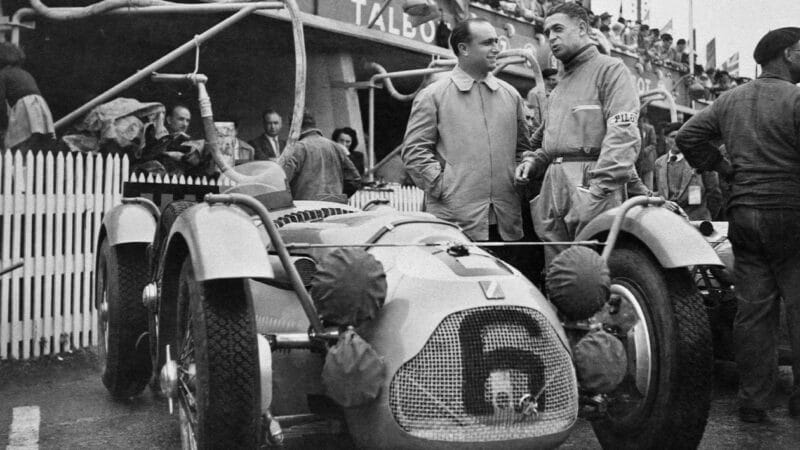 Juan Manuel Fangio and Louis Rosier with Talbot T26 at Le Mans in 1951