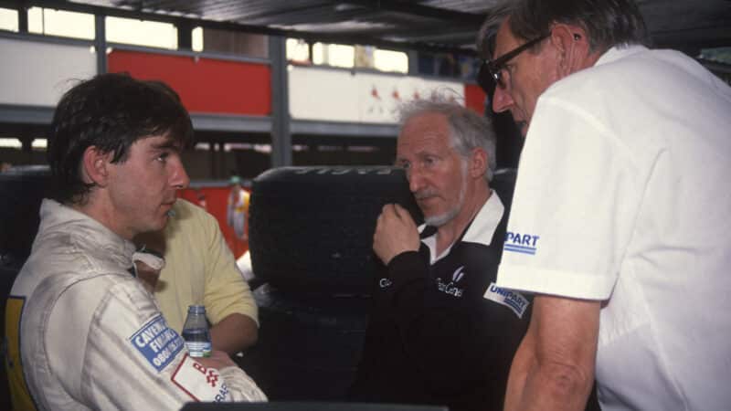 Julian Bailey Tyrrell 1988 with team boss Ken Tyrrell