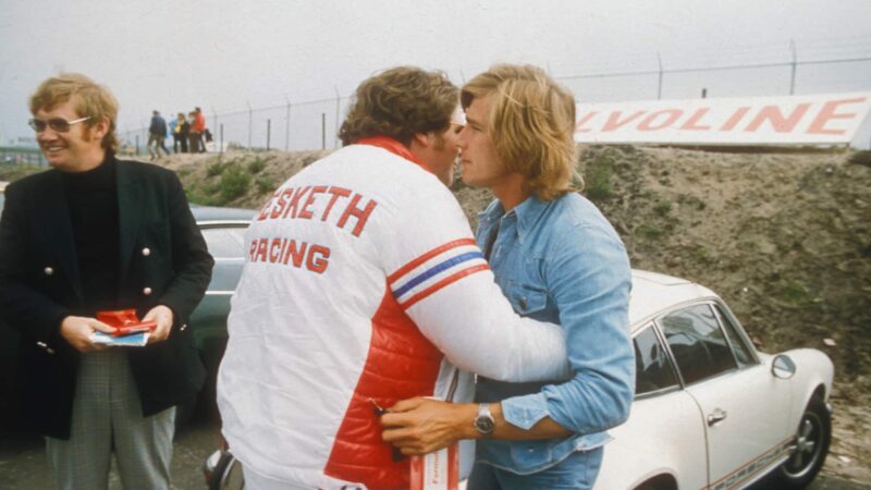 Lord Hesketh embraces James Hunt