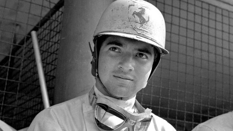 Ferrari driver Ricardo Rodriguez in the pits at Monza before the 1962 Italian Grand Prix. Photo: Grand Prix Photo