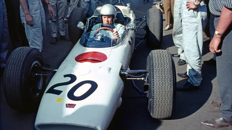 Ronnie Bucknum gets ready for his – and Honda's – F1 debut at Nürburgring '64