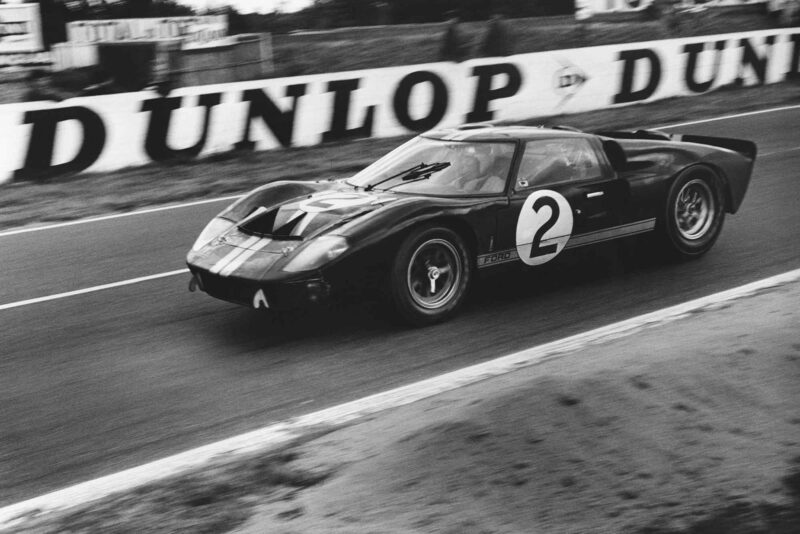 Ford GT40 MkII of Chris Amon/Bruce McLaren on its way to victory at 1966 Le Mans