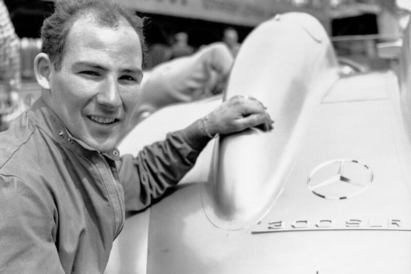 Stirling Moss testing Mercedes 300SLR at Hockenheim Germany