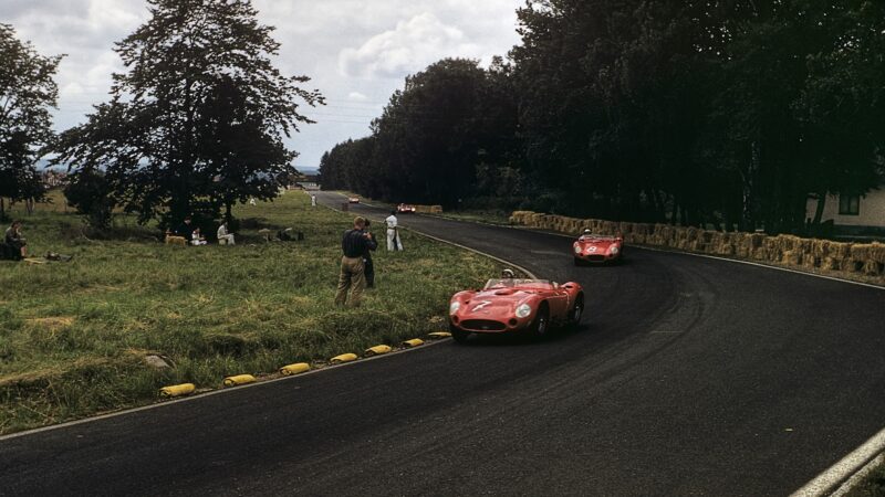 Jean Behra leads Stirling Moss in the 1957 Swedish Grand Prix