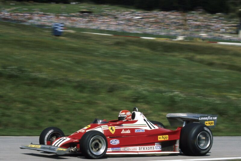 Niki Lauda (Ferrari) at the 1977 Austrian Grand Prix, Österreichring.