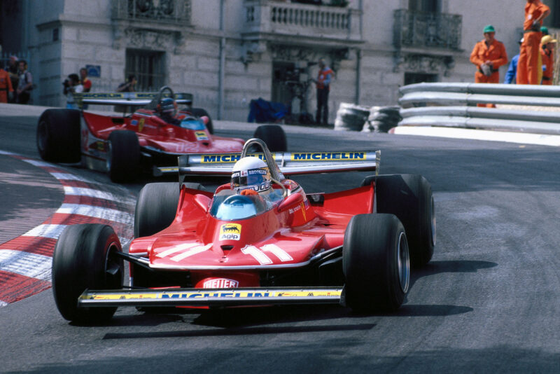 Jody Scheckter (Ferrari) driving at the 1979 Monaco Grand Prix.