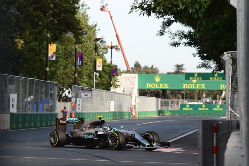 Nico Rosberg leading the European GP