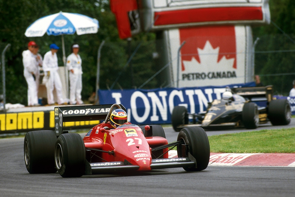 Race winner Michele Alboreto in his Ferrari 156/85.