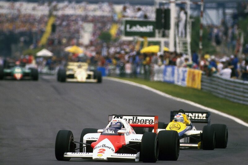 Alain Prost in his McLaren MP4-2B.