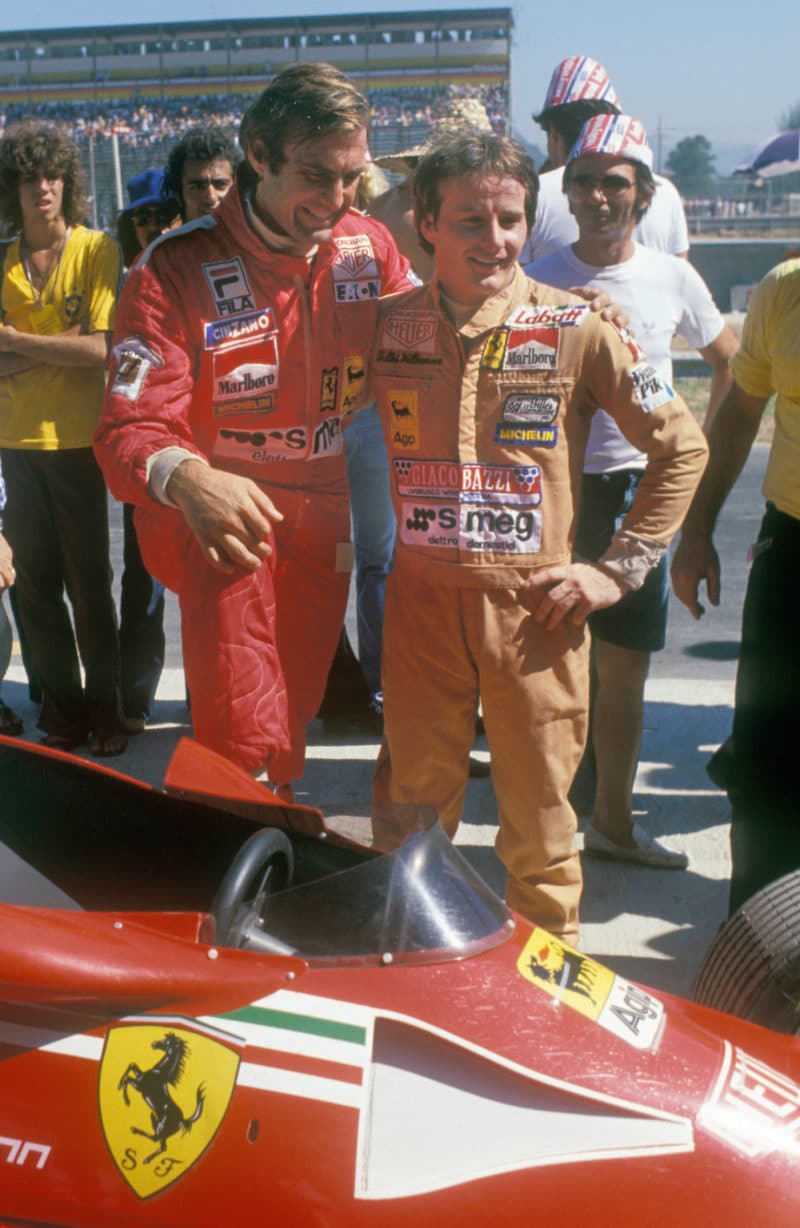 Carlos-Reutemann-and-Gilles-Villeneuve-in-front-of-Ferrari-at-1978-Argentine-GP