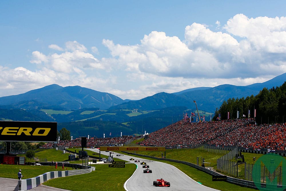 Mountain landscape behind the Red Bull Ring at the 2018 Austrian Grand Prix