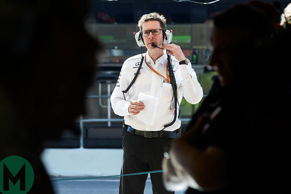 Andrew Shovlin of Mercedes in the 2017 Spanish Grand Prix