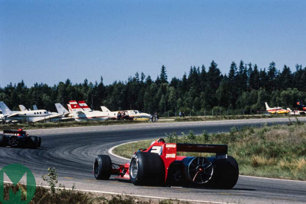 Niki Lauda and John Watson at the wheel of the Brabham BT46B at the 1978 Swedish Grand Prix