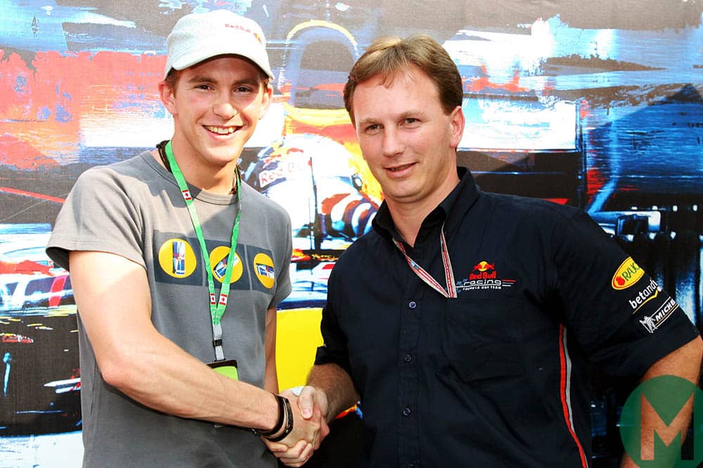 Scott Speed and Christian Horner at the 2005 Canadian Grand Prix