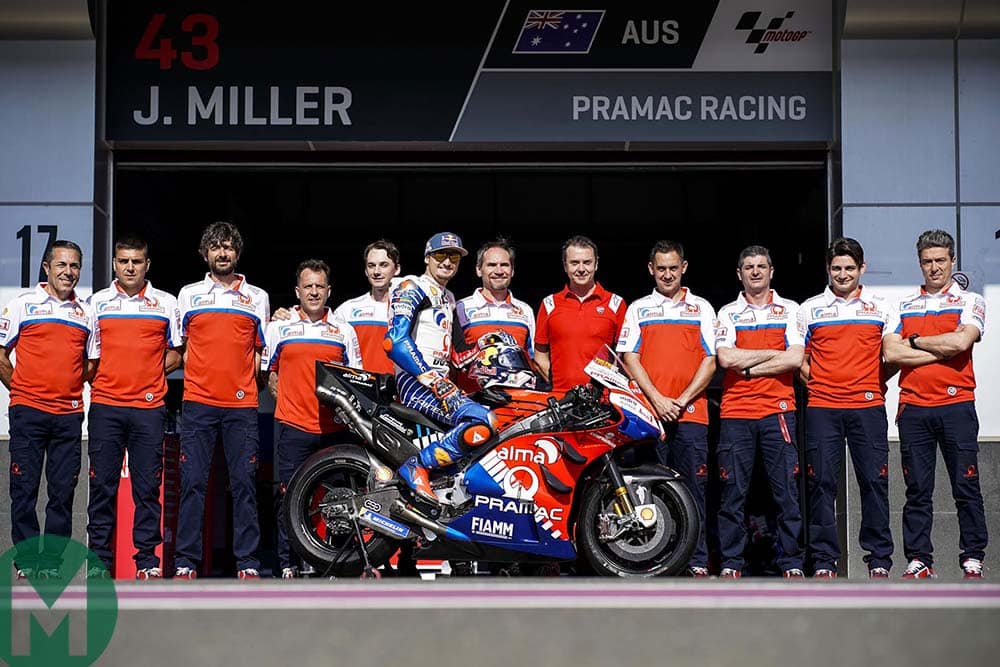 Jack Miller with his Pramac Ducati team members ahead of the 2019 season