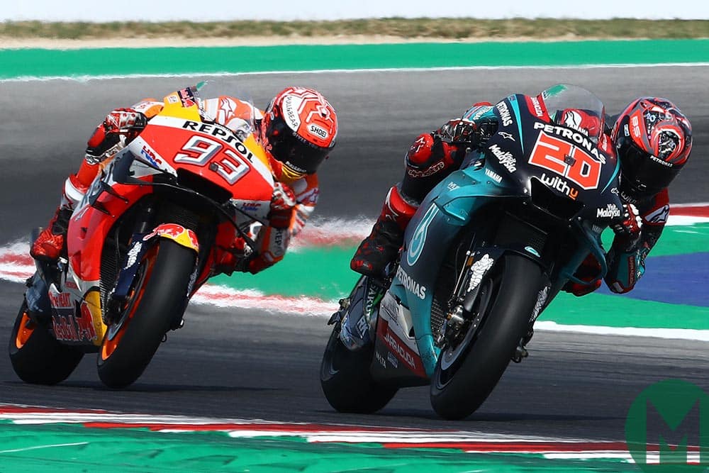 Marc Marquez stalks Fabio Quartararo at the 2019 MotoGP San Marino Grand Prix