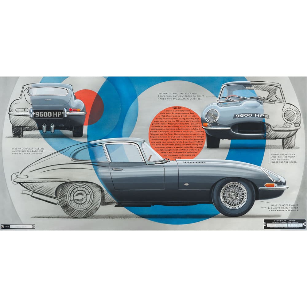 9600 HP - Jaguar E-type - 1961 | Geoff Bolam | aluminium art print