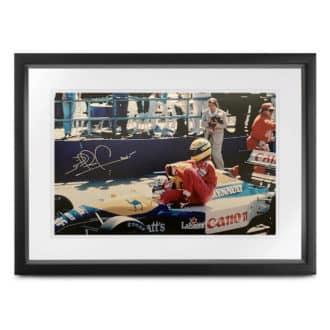 Product image for Taxi for Senna | 1991 British GP (Pits) | signed Nigel Mansell | print