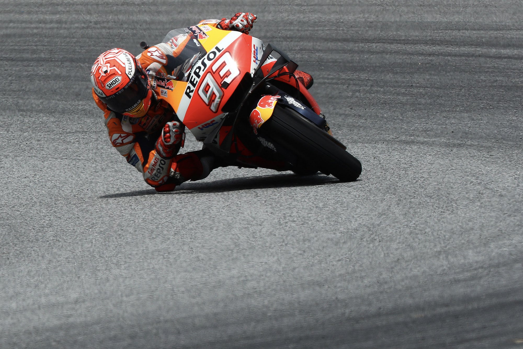 Marc Marquez cornering at the 2019 MotoGP Thailand Grand Prix