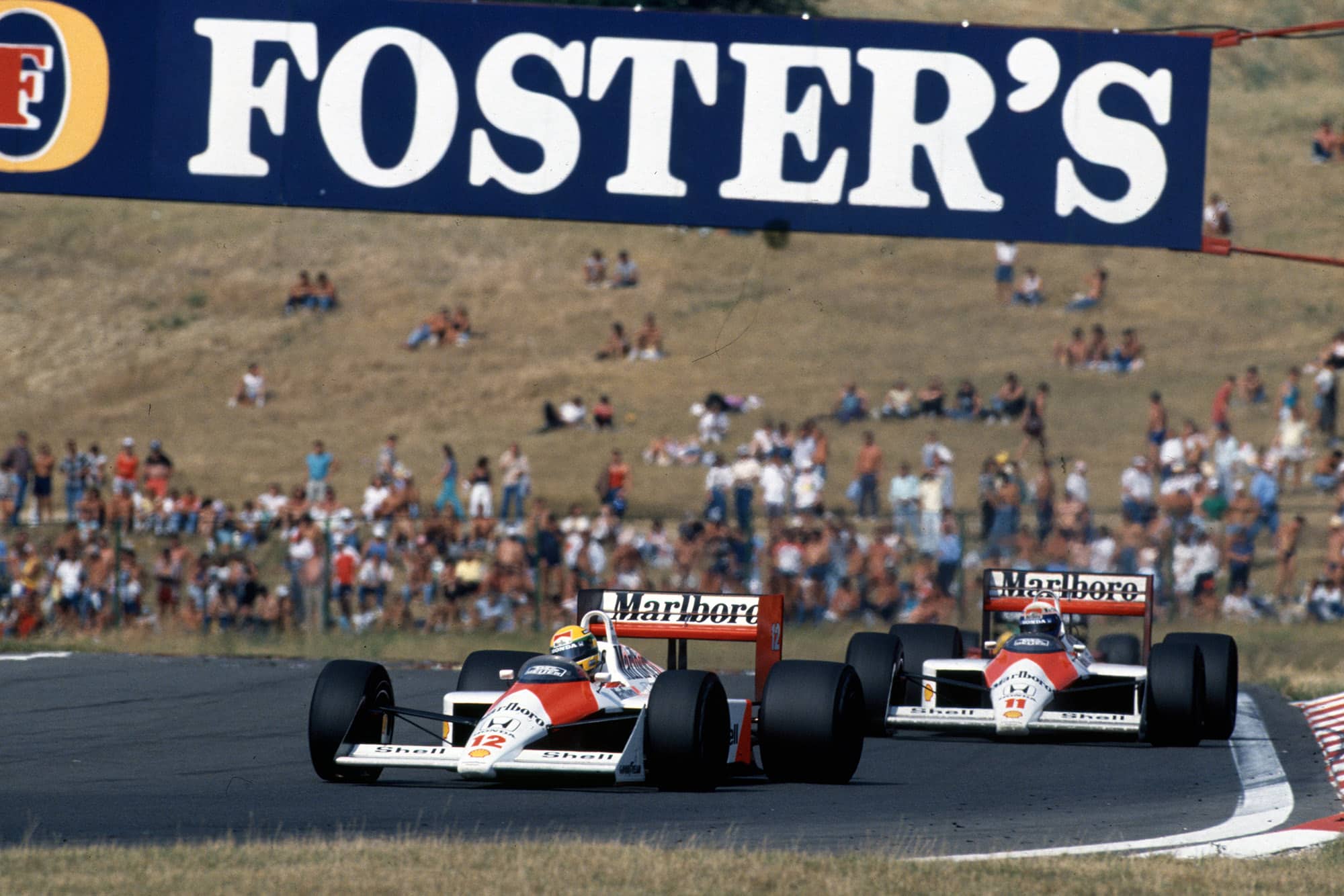 Ayrton Senna and Alain Prost in the 1988 McLaren-Honda MP4/4