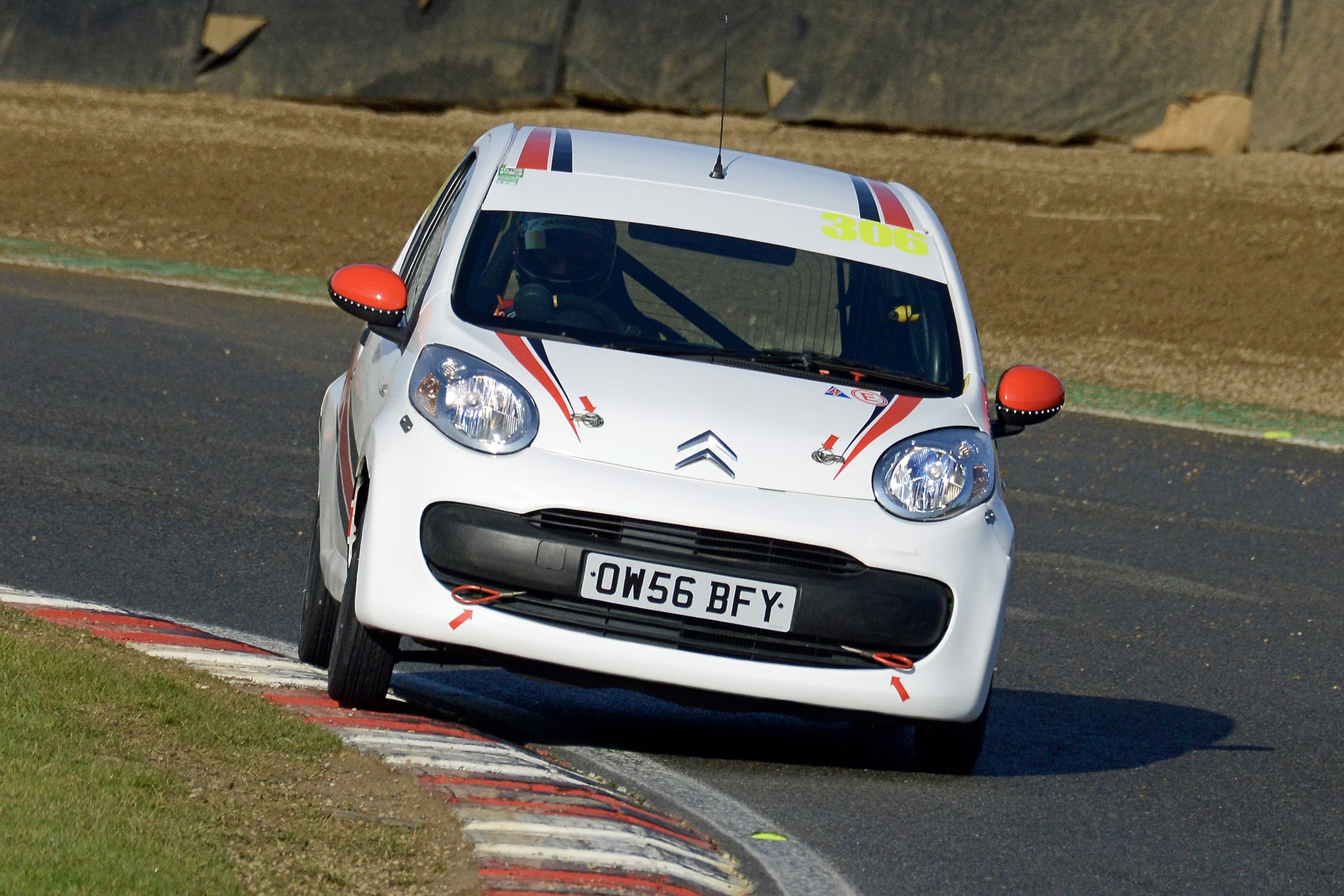 James Baldwin corners in a Citroen C1 at Brands Hatch in November 2019