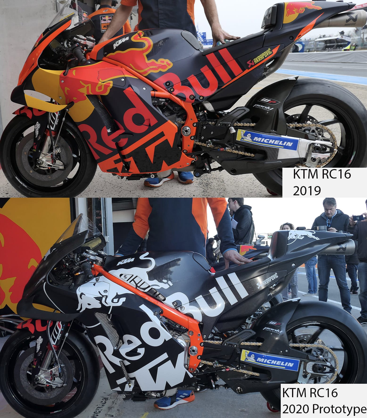 KTM's RC16 2019 and 2020 prototype bikes