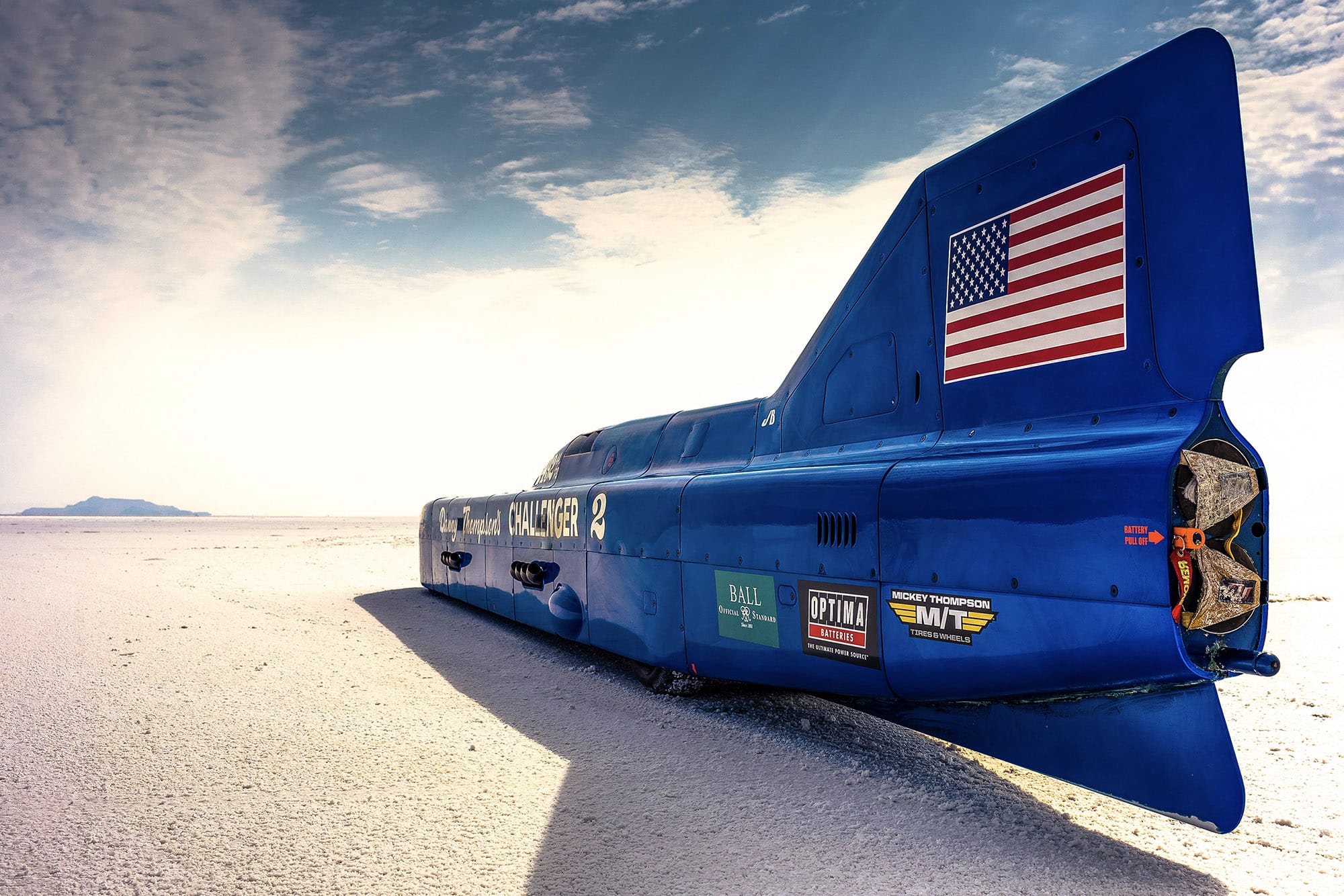 Rear view of the Challenger 2 land speed record car