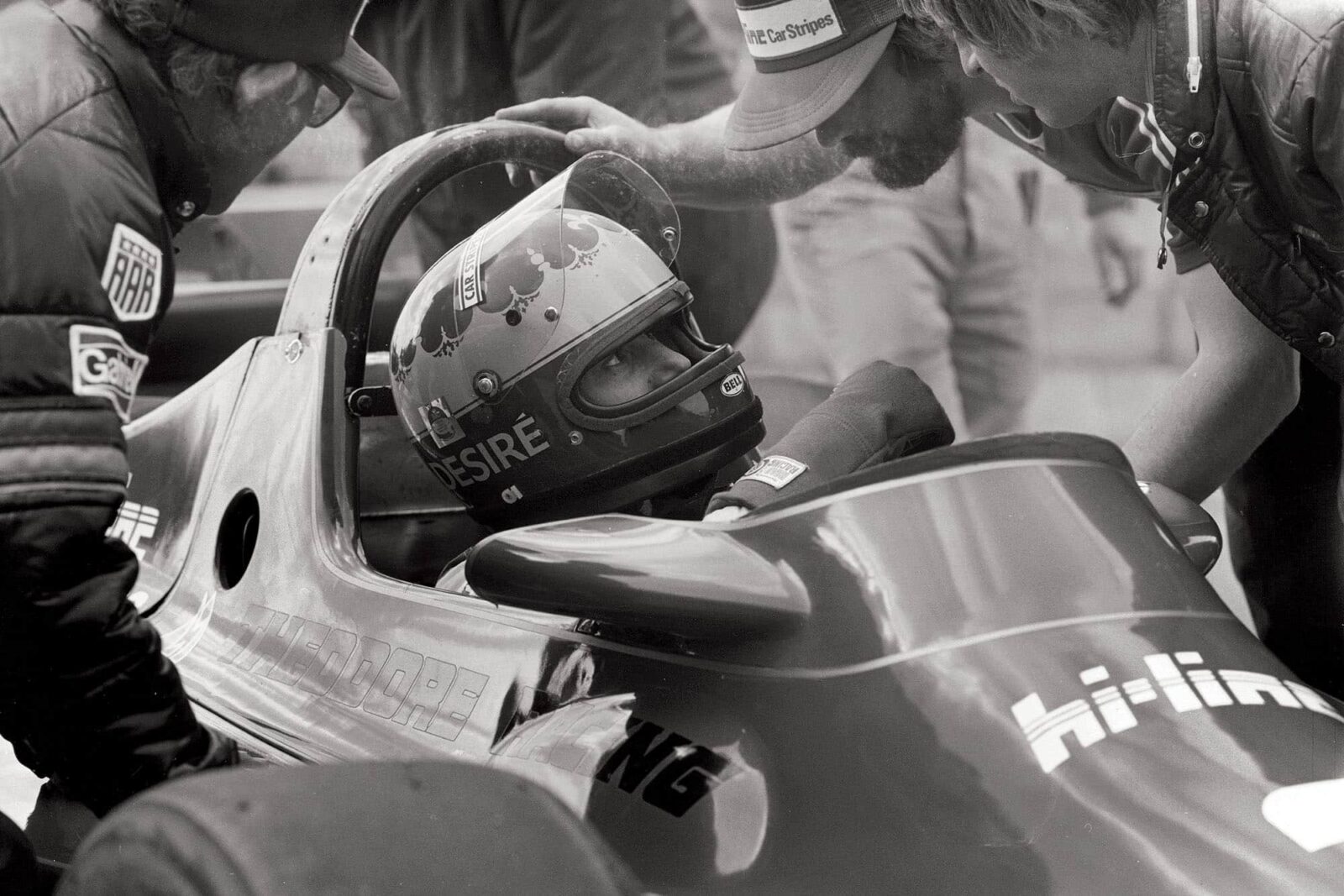 Female racing driver Desire Wilson at Silverstone British Grand Prix 1980 where she failed to qualify for the race