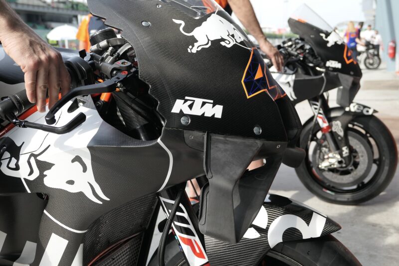 Front detail of Pol Esparagaro's KTM in 2020 MotoGP Sepanf testing