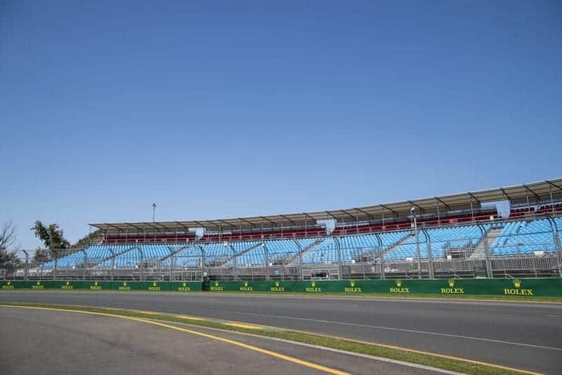 Empty grandstands at Albert Park ahead of the 2020 Australian Grand Prix