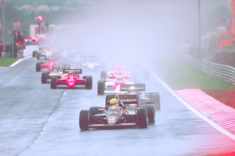 Ayrton Senna leading the 1985 Portuguese GP