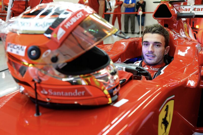 Jules Bianchi in a Ferrari during 2014 F1 testing at Silverstone