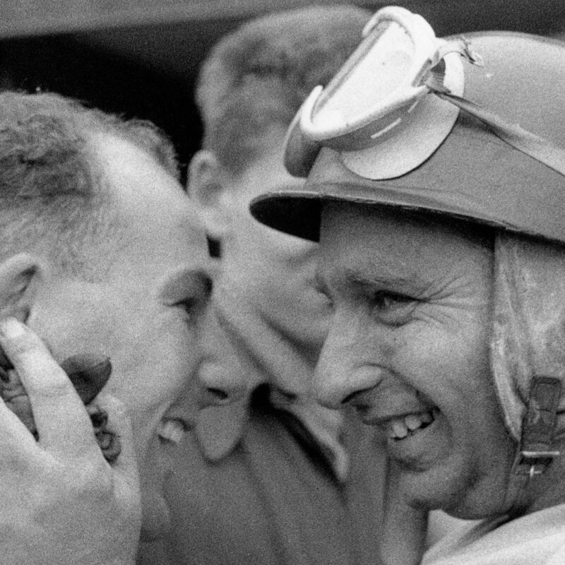 Moss and Fangio square