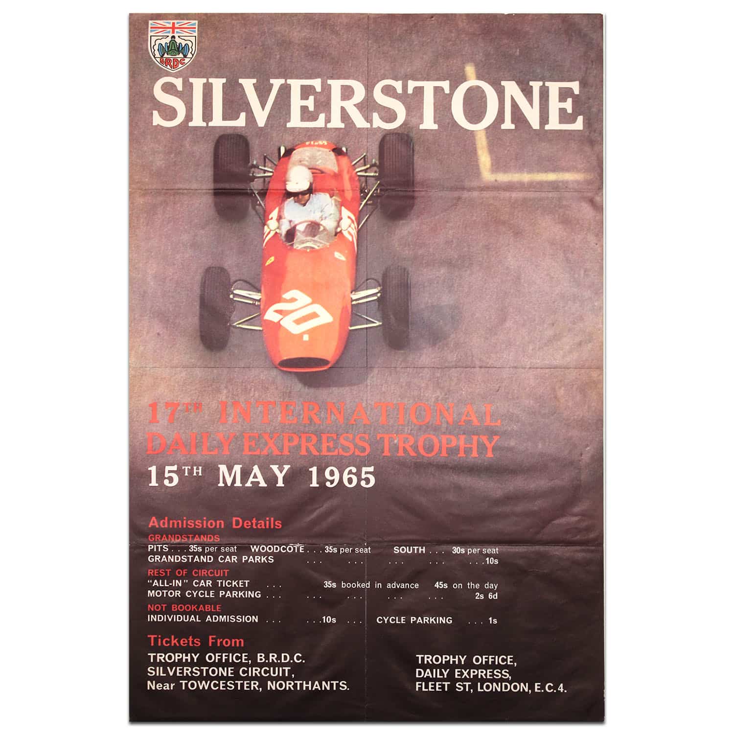 Original vintage F1 poster, British International Trophy 1965