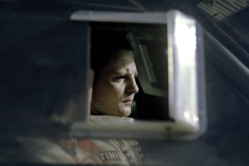 Miki Biasion through the window of his car