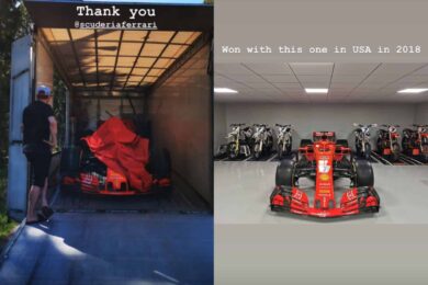 Kimi Räikkönen gets Ferrari present with 2018 race-winning car