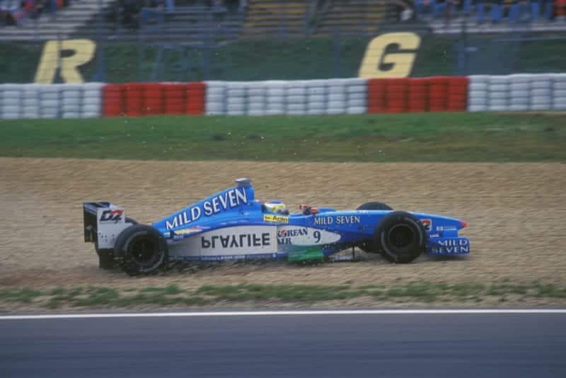 Giancarlo Fisichella running off the track at the 1999 European Grand Prix at the Nurburgring